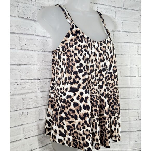 Swim Solutions Women's Printed Pleat-Front Tankini Top Size 10 Animal Print - Picture 7 of 11
